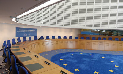 Der Gerichtssaal, aufgenommen am 22.04.2013 im Europäischen Gerichtshof für Menschenrechte (EGMR)
